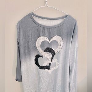 GREY HEART LONG SLEEVE SHIRT